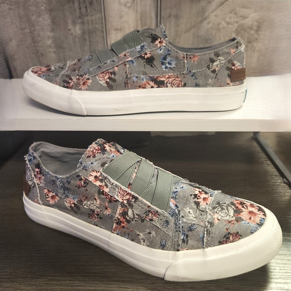 Blowfish Malibu Marley Floral Canvas Slip On Sneakers Womens 10 Drizzle Gray